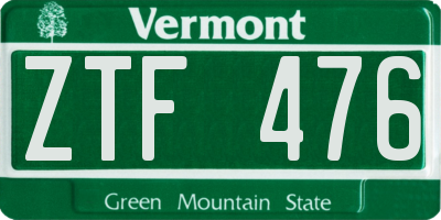 VT license plate ZTF476