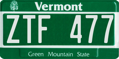 VT license plate ZTF477