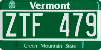 VT license plate ZTF479