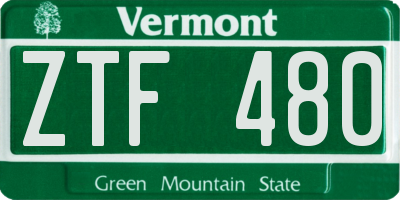 VT license plate ZTF480