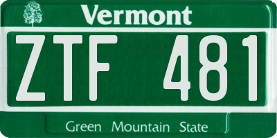 VT license plate ZTF481