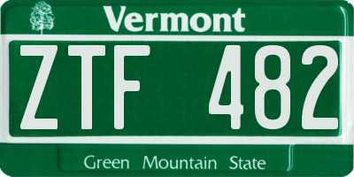 VT license plate ZTF482
