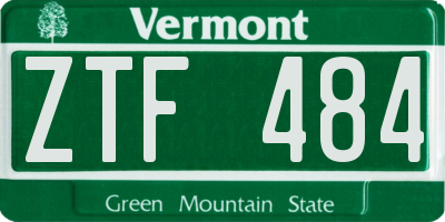 VT license plate ZTF484