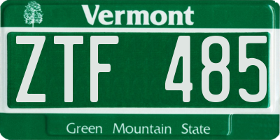 VT license plate ZTF485