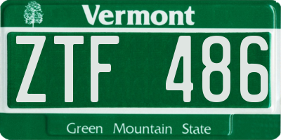 VT license plate ZTF486