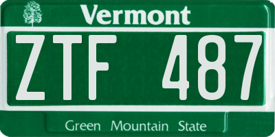 VT license plate ZTF487