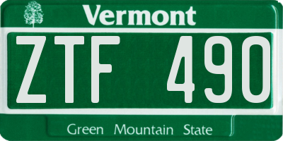 VT license plate ZTF490