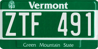 VT license plate ZTF491