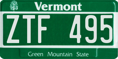 VT license plate ZTF495