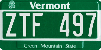 VT license plate ZTF497