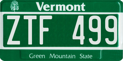 VT license plate ZTF499