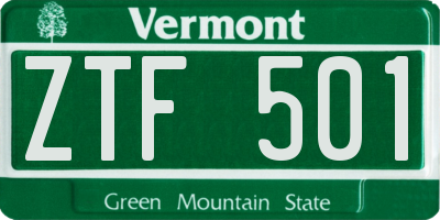 VT license plate ZTF501