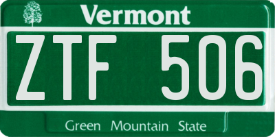 VT license plate ZTF506