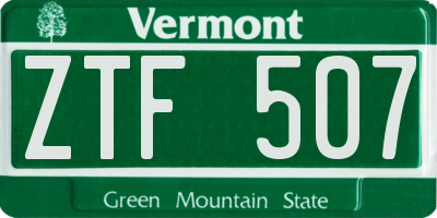 VT license plate ZTF507