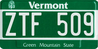 VT license plate ZTF509
