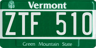 VT license plate ZTF510