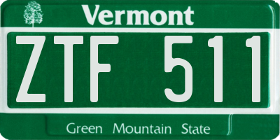 VT license plate ZTF511