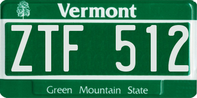 VT license plate ZTF512