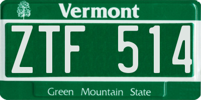 VT license plate ZTF514