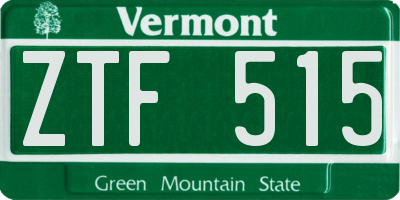 VT license plate ZTF515