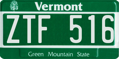 VT license plate ZTF516