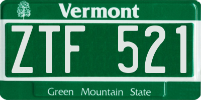 VT license plate ZTF521