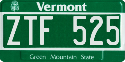 VT license plate ZTF525