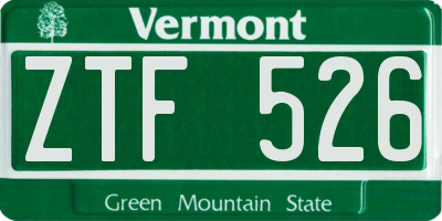 VT license plate ZTF526