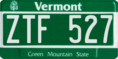 VT license plate ZTF527