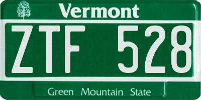 VT license plate ZTF528