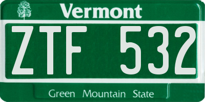 VT license plate ZTF532