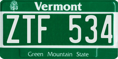 VT license plate ZTF534