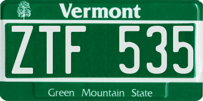 VT license plate ZTF535