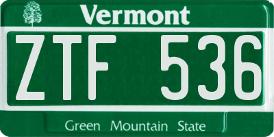 VT license plate ZTF536