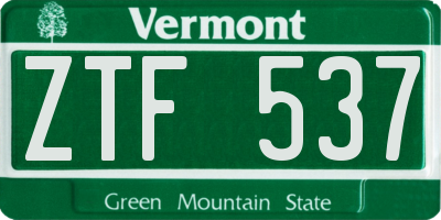 VT license plate ZTF537