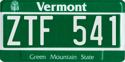 VT license plate ZTF541