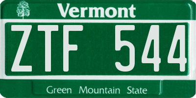VT license plate ZTF544