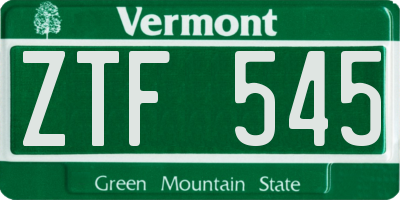 VT license plate ZTF545