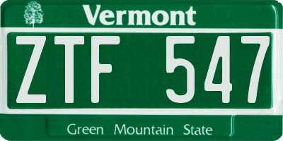 VT license plate ZTF547