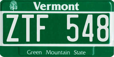 VT license plate ZTF548