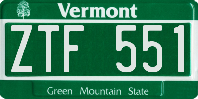 VT license plate ZTF551