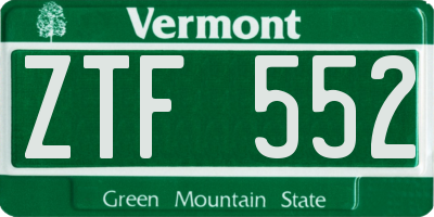VT license plate ZTF552