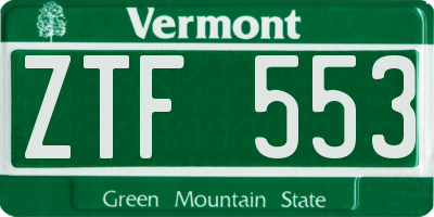 VT license plate ZTF553