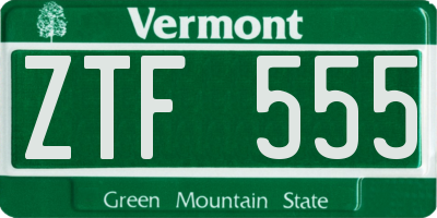 VT license plate ZTF555