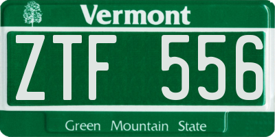 VT license plate ZTF556