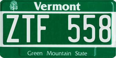 VT license plate ZTF558