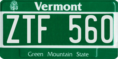 VT license plate ZTF560