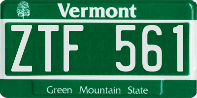 VT license plate ZTF561