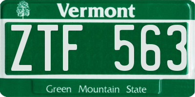 VT license plate ZTF563