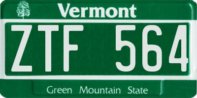 VT license plate ZTF564
